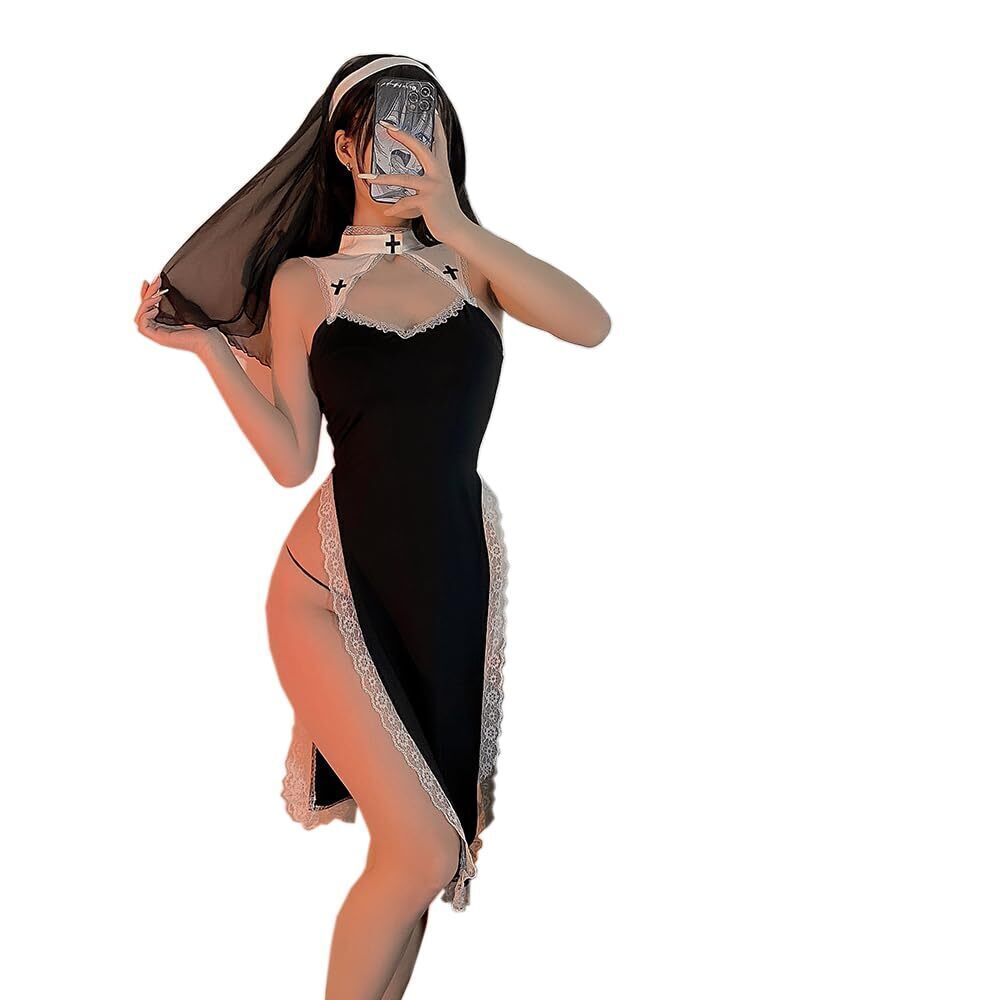 3551 Sexy Cosplay Lingerie Nun Costume Anime Devil Slutty Outfit Halloween